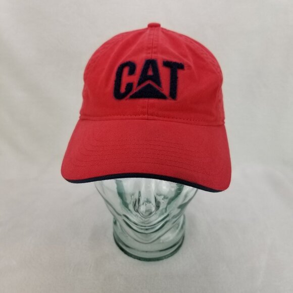 ✅Caterpillar CAT Authentic Baseball Cap Red Raised Black Logo Adjustable OSFA - Picture 1 of 11